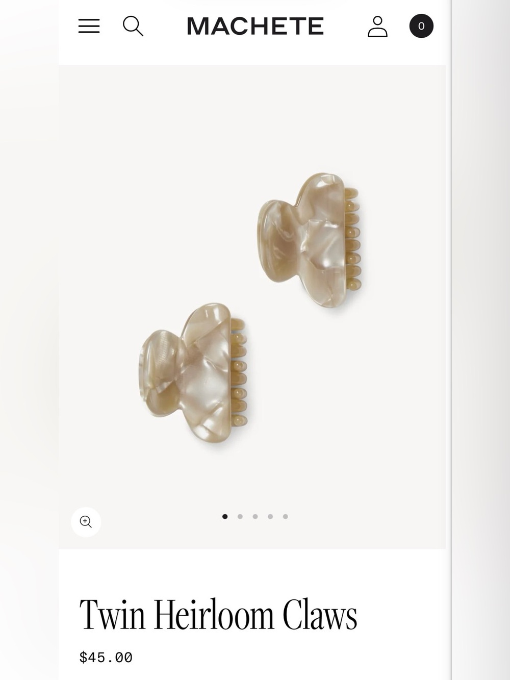 MACHETE - Twin Heirloom Hair Claws Sand Shell Pearl 🐚